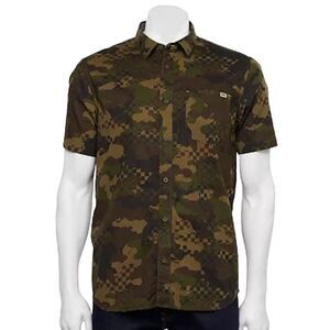 Vans camo green tan button front short sleeve shirts men’s size large